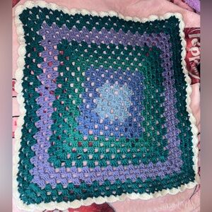 Handmade Teal & Purple Crochet Baby Blanket